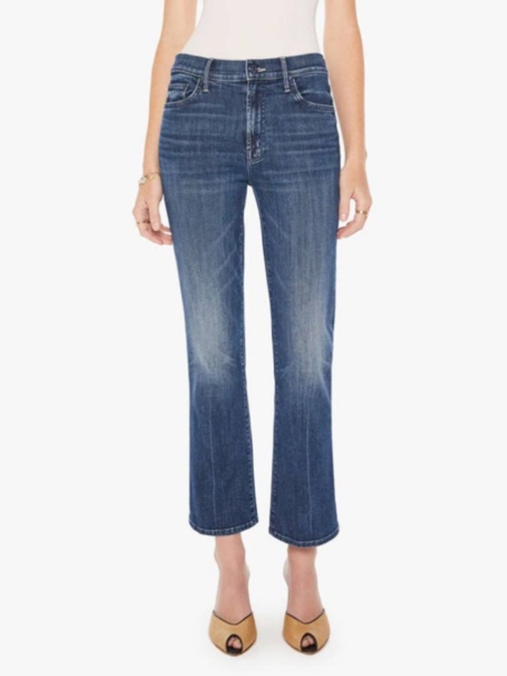 Mother The Outsider High Waist Ankle Bootcut Jeans in Electric Souvenier